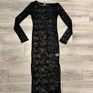 Banned fishnet bat print maxi dress